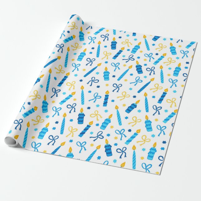 Cadeau Papier d'emballage pour bougies de Hanoukka (Déroulé)
