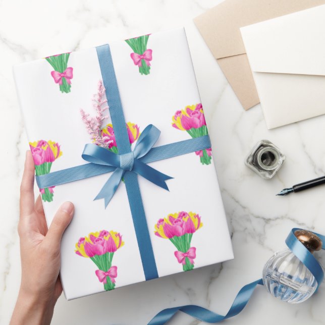 Cadeau Papier d'emballage pour bouquet de tulipes roses e (Cadeaux)
