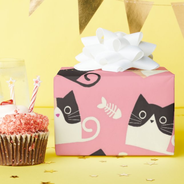 Cadeau Papier d'emballage pour chat mignon rose (Fête d'anniversaire)