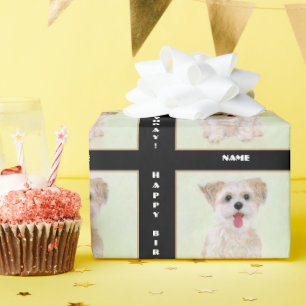 Cadeau Papier d'emballage pour chien Morkie sur fond noir