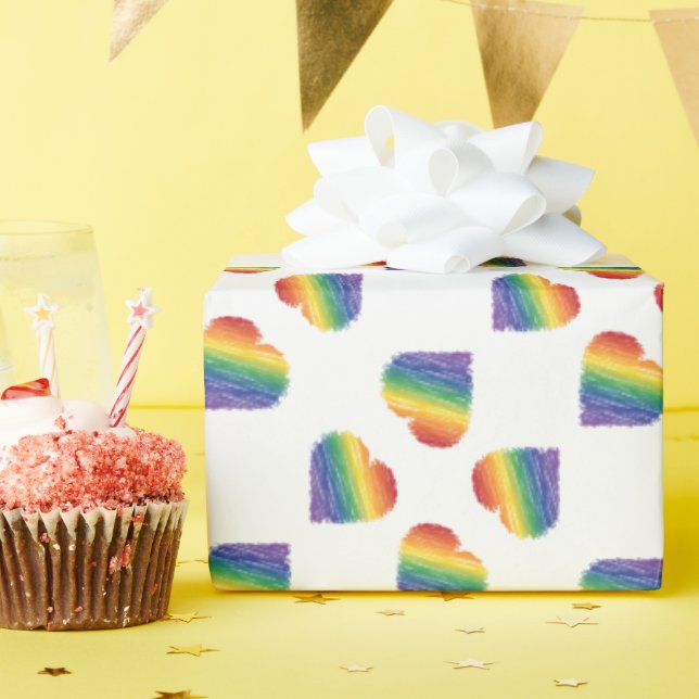 Cadeau Papier d'emballage pour coeur arc-en-ciel (Fête d'anniversaire)