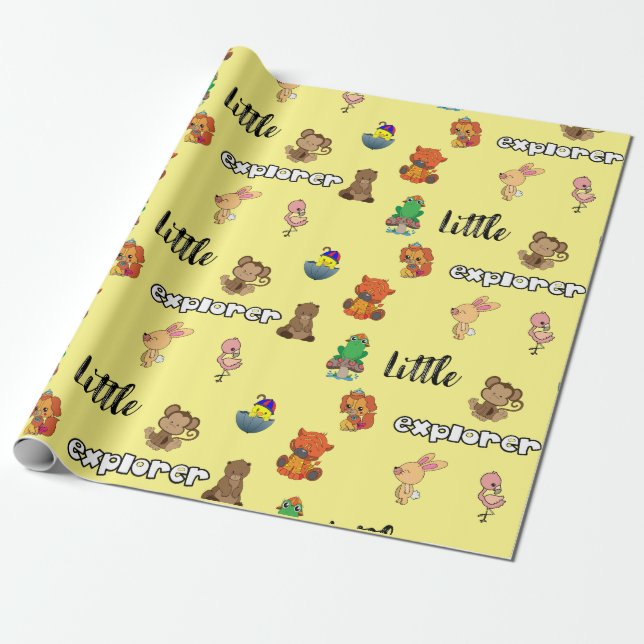 Cadeau Papier d'emballage pour drap plat Little Explorer (Déroulé)
