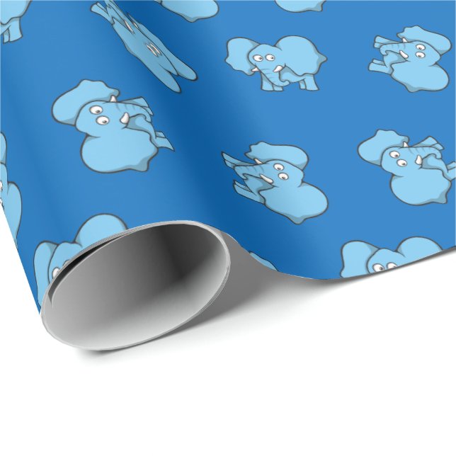 Cadeau Papier d'emballage pour éléphant bleu (Coin rond)