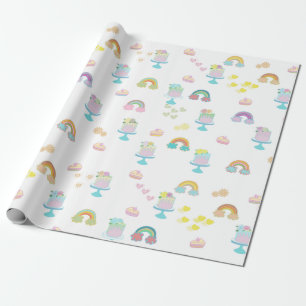 Cadeau papier d'emballage pour gâteau arc-en-ciel mignon