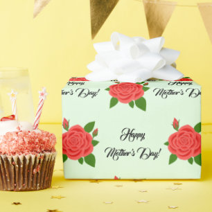 Cadeau Papier d'emballage pour la fête des mères Rose Rou