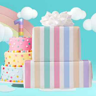 Cadeau Papier d'emballage pour le premier anniversaire Pa