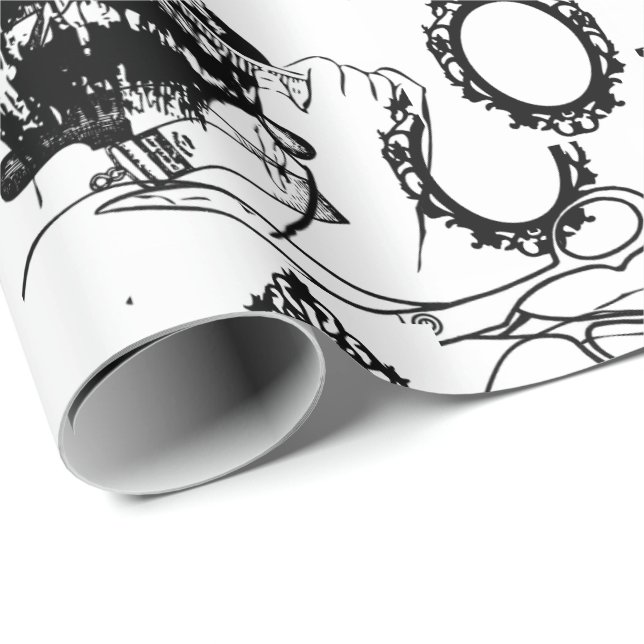 Cadeau Papier d'emballage pour salon de beauté et barbier (Coin rond)