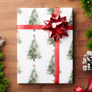 Cadeau Papier d'emballage pour sapin de Noël à l'aquarell