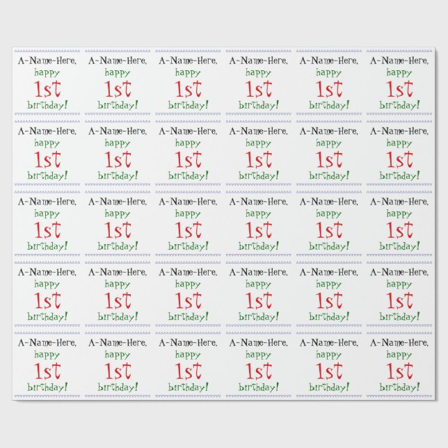 Cadeau Papier d'emballage pour un 1er anniversaire simple (Plat)