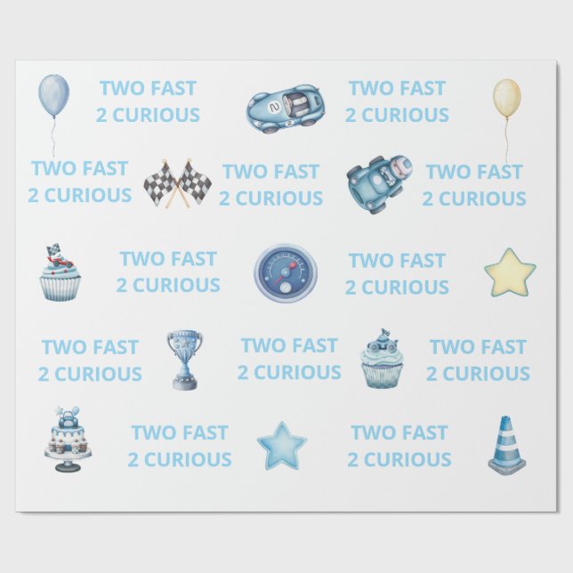 Cadeau Papier d'emballage pour voiture de course Two Fast (Plat)