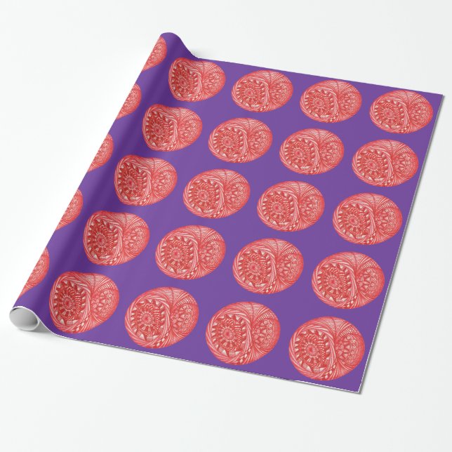 Cadeau Papier d'emballage pourpre de boule abstraite de (Déroulé)