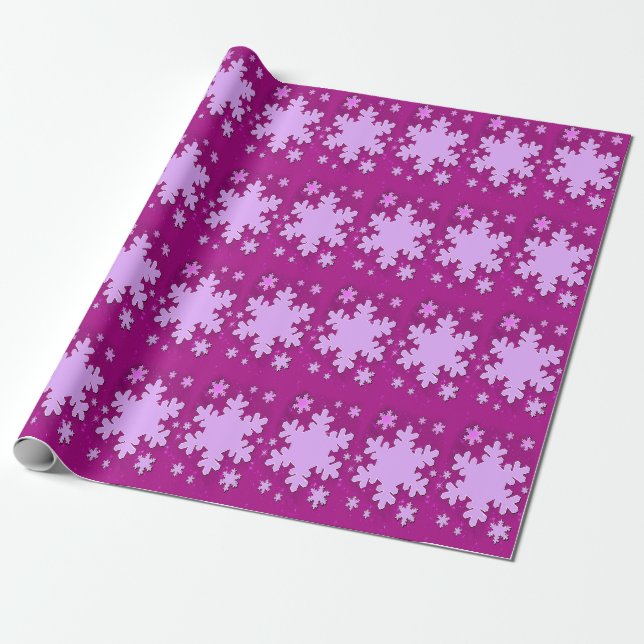 Cadeau Papier d'emballage pourpre Snowflakes (Déroulé)
