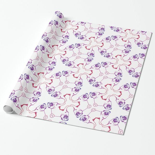 Cadeau Papier d'emballage Pug (Déroulé)