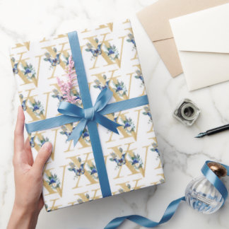 Cadeau Papier d'emballage Quinceañera Papillon Bleu Or