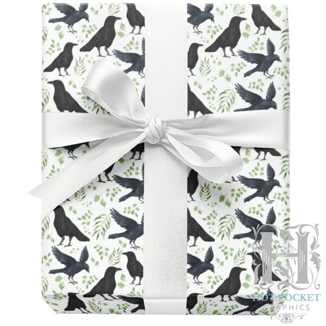 Cadeau Papier d'emballage Raven blanc (Créateur téléchargé)