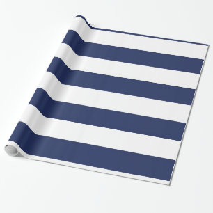 Cadeau Papier d'emballage rayé bleu et blanc nautique