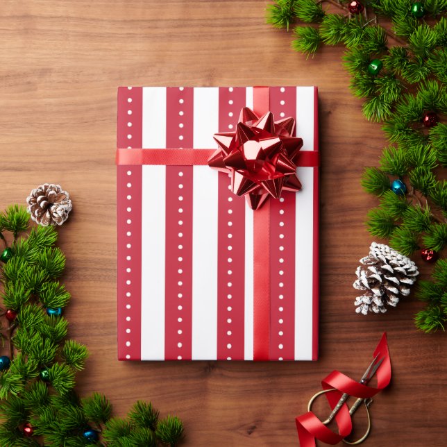 Cadeau Papier d'emballage rayé rouge et blanc (Cadeau de vacances)