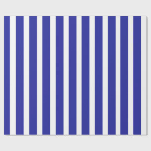 Cadeau Papier d'emballage rayé vertical bleu royal et bla