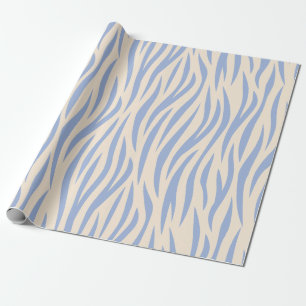Cadeau Papier d'emballage rayé zèbre bleu et beige – Élég