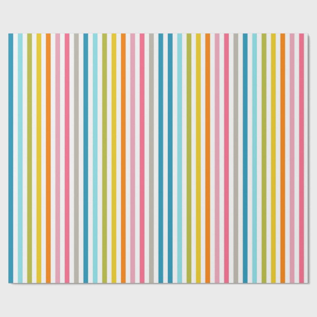 Cadeau Papier d'emballage rayures colorées (Plat)