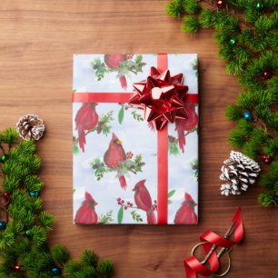 Cadeau Papier d'emballage religieux cardinal de Noël roug