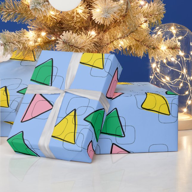 Cadeau Papier d'emballage rétro géométrique triangles mil (Vacances)