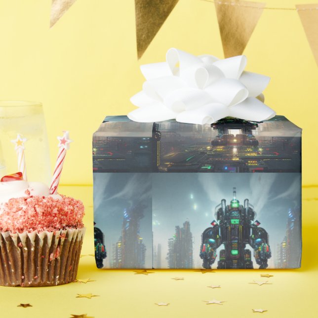 Cadeau Papier d'emballage Robot 4 brillant (Fête d'anniversaire)