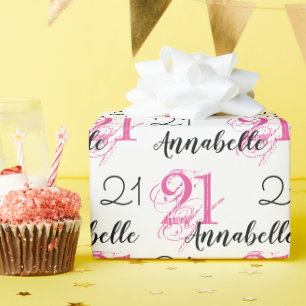 Cadeau Papier d'emballage rose 21 ans
