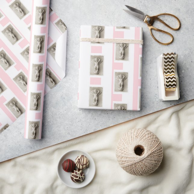 Cadeau Papier d'emballage Rose & Blanche Rayure Bébé Ange (Artisanat)