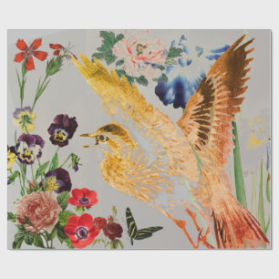 Cadeau Papier d'emballage ROSE de l'OISEAU BUTTERFLIIES