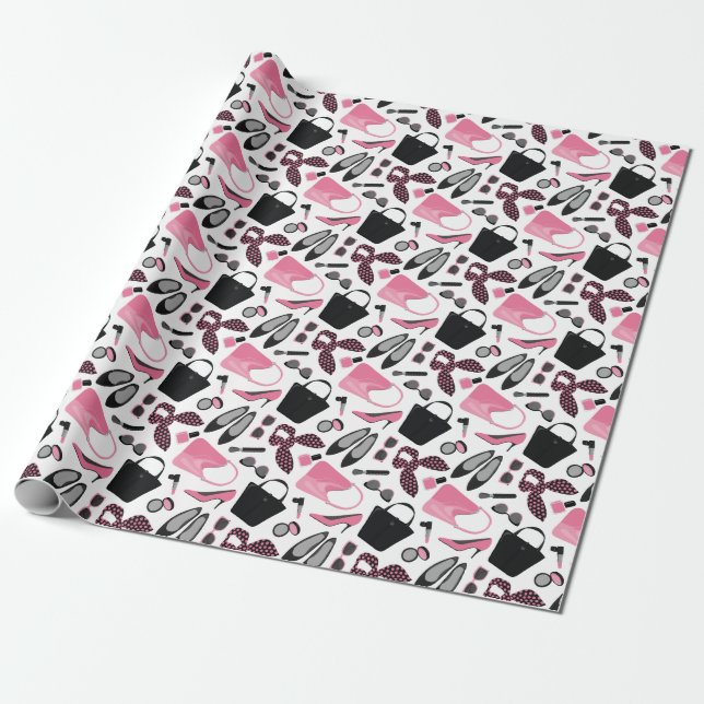 Cadeau Papier d'emballage rose et noir (Déroulé)