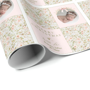 Cadeau Papier d'emballage rose floral Coquette