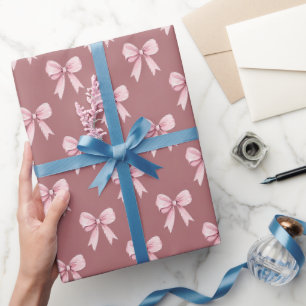 Cadeau Papier d'emballage rose girly à ruban