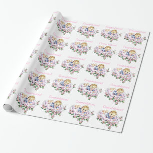 Cadeau Papier d'emballage rose vintage pour baby shower