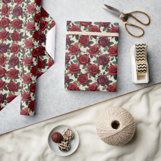 Cadeau Papier d'emballage Roses Romantiques (Artisanat)
