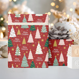 Cadeau Papier d'emballage rouge arbre de Noël