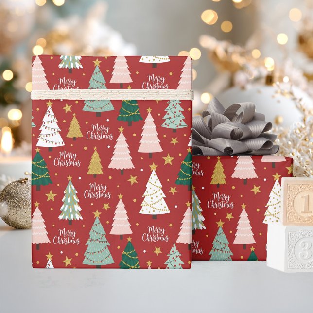 Cadeau Papier d'emballage rouge arbre de Noël (Créateur téléchargé)
