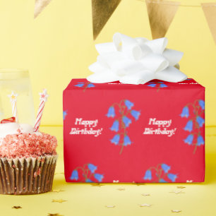 Cadeau Papier d'emballage rouge aux jacinthes des bois