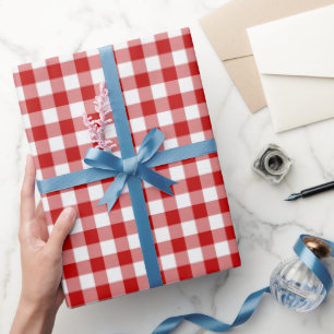 Cadeau Papier d'emballage rouge blanc En vichy motif