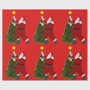 Cadeau Papier d'emballage rouge de l'étoile de Santa