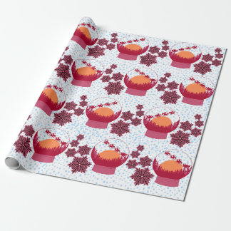 Cadeau Papier d'emballage rouge du globe de neige