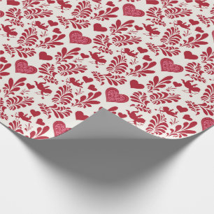 Cadeau papier d'emballage rouge et blanc pour cadeaux amo