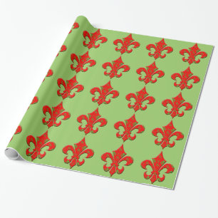 Cadeau Papier d'emballage rouge et vert de Holiday Fleur