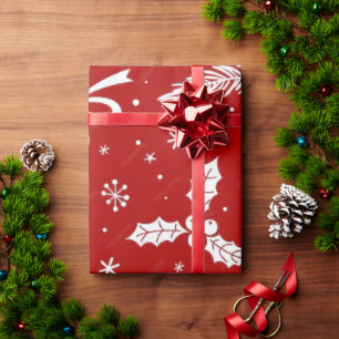 Cadeau Papier d'emballage rouge Noël 30 po x 30 po