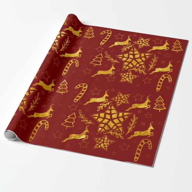 Cadeau Papier d'emballage rouge Star Leap (Déroulé)