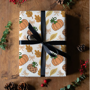 Cadeau Papier d'emballage rustique citrouille d'automne