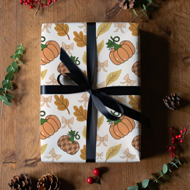 Cadeau Papier d'emballage rustique citrouille d'automne (Créateur téléchargé)