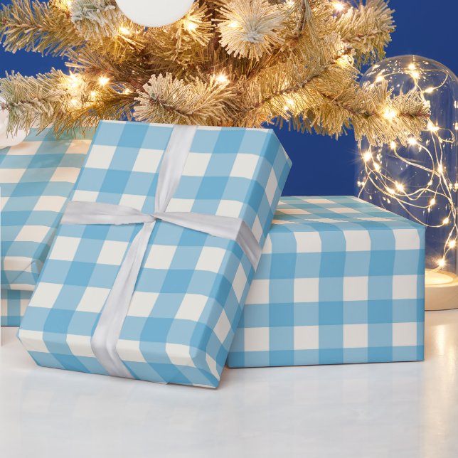 Cadeau Papier d'emballage Rustique de Ferme Bleu et Crème (Vacances)