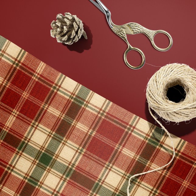 Cadeau Papier d'emballage rustique rouge vert marron masc (Créateur téléchargé)