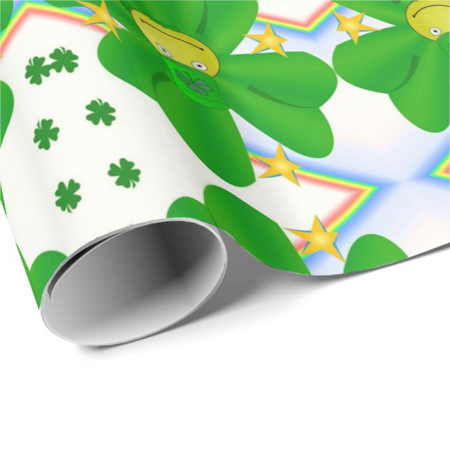 Cadeau Papier d'emballage Saint-Patrick Trèfle (Coin rond)